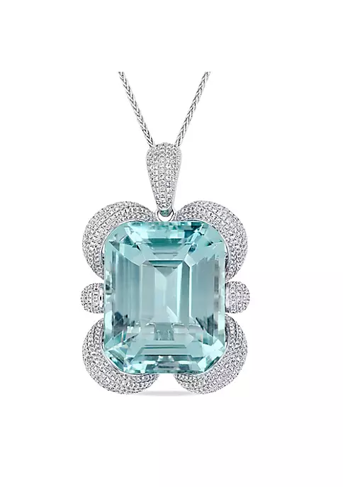 Top 10 🎁 125 ct. t.g.w. Sky Blue Topaz and 4.49 ct. t.w. Diamond Pendant with Chain in 14K White Gold by Belk & Co. ⭐ 5 Top 10 🎁 125 ct. t.g.w. Sky Blue Topaz and 4.49 ct. t.w. Diamond Pendant with Chain in 14K White Gold by Belk & Co. ⭐ - Image 5