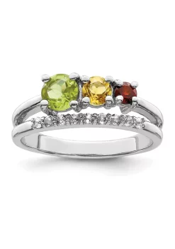 Wholesale 👍 1 ct. t.w. Peridot, Citrine, Garnet and White Topaz Bypass Ring in Rhodium-Plated Sterling Silver by Belk & Co. 😀 -DealsBelk & Co. Store Belk 28282