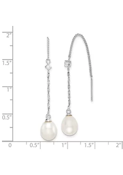 Best Pirce 🌟 Sterling Silver Rhodium-plated 7-8mm White Rice Freshwater Cultured Pearl Cubic Zirconia Earrings by Belk & Co. 😍 -DealsBelk & Co. Store Belk 28288