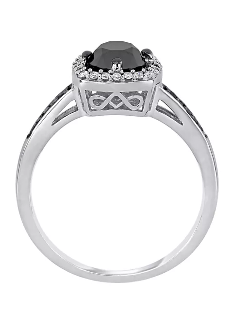 Best deal ⌛ 1.14 ct. t.w. Black and White Diamond Halo Engagement Ring in 14K White Gold by Belk & Co. ✨ 3 Best deal ⌛ 1.14 ct. t.w. Black and White Diamond Halo Engagement Ring in 14K White Gold by Belk & Co. ✨ - Image 3