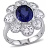 Hot Sale 👍 8.6 ct. t.w. Created Blue and White Sapphire Floral Ring in 10K White Gold by Belk & Co. 💯