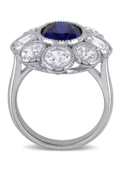Hot Sale 👍 8.6 ct. t.w. Created Blue and White Sapphire Floral Ring in 10K White Gold by Belk & Co. 💯 -DealsBelk & Co. Store Belk 28322
