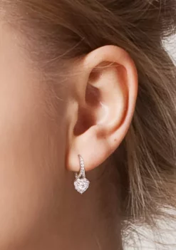 Best Pirce 🤩 2 ct. t.w. Created Moissanite Heart Halo Earrings in Sterling Silver by Belk & Co. 👍 -DealsBelk & Co. Store Belk 28344
