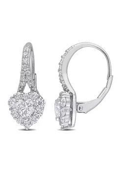 Best Pirce 🤩 2 ct. t.w. Created Moissanite Heart Halo Earrings in Sterling Silver by Belk & Co. 👍 -DealsBelk & Co. Store Belk 28345
