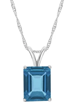 Top 10 😉 Sterling Silver 10x8mm Emerald Cut London Blue Topaz Pendant Necklace by Belk & Co. 🎁 -DealsBelk & Co. Store Belk 28359