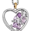Discount 🌟 1.13 ct. t.w. Amethyst, 3/4 ct. t.w. White Topaz and 1/10 ct. t.w. Diamond 17-Inch Necklace in Sterling Silver and 14K Gold Accent by Belk & Co. 🤩