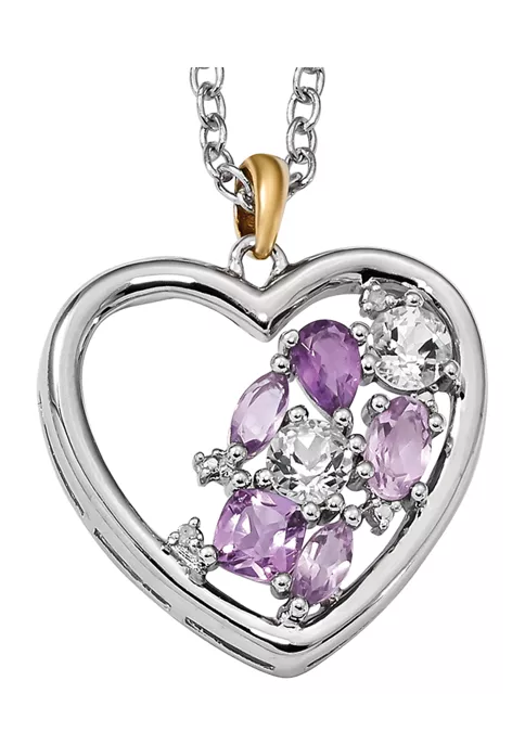 Discount 🌟 1.13 ct. t.w. Amethyst, 3/4 ct. t.w. White Topaz and 1/10 ct. t.w. Diamond 17-Inch Necklace in Sterling Silver and 14K Gold Accent by Belk & Co. 🤩 1 Discount 🌟 1.13 ct. t.w. Amethyst, 3/4 ct. t.w. White Topaz and 1/10 ct. t.w. Diamond 17-Inch Necklace in Sterling Silver and 14K Gold Accent by Belk & Co. 🤩