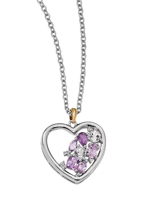 Discount 🌟 1.13 ct. t.w. Amethyst, 3/4 ct. t.w. White Topaz and 1/10 ct. t.w. Diamond 17-Inch Necklace in Sterling Silver and 14K Gold Accent by Belk & Co. 🤩 2 Discount 🌟 1.13 ct. t.w. Amethyst, 3/4 ct. t.w. White Topaz and 1/10 ct. t.w. Diamond 17-Inch Necklace in Sterling Silver and 14K Gold Accent by Belk & Co. 🤩 - Image 2