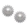 Discount 🧨 7-8 Millimeter Cultured Freshwater Pearl and Lab Created Sapphire Earrings in Sterling Silver by Belk & Co. 🤩