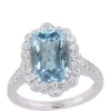Promo 😀 5.875 ct. t.w. Blue Topaz and White Topaz Halo Cocktail Ring in Sterling Silver by Belk & Co. ⭐