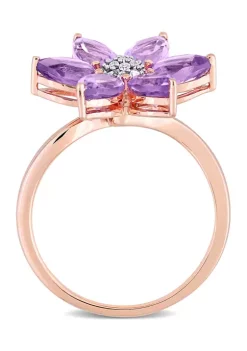 Best Sale 🌟 2.1 ct. t.w. Amethyst and 1/10 ct. t.w. Diamond Floral Ring in 10K Rose Gold by Belk & Co. 💯 -DealsBelk & Co. Store Belk 28396