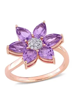 Best Sale 🌟 2.1 ct. t.w. Amethyst and 1/10 ct. t.w. Diamond Floral Ring in 10K Rose Gold by Belk & Co. 💯 -DealsBelk & Co. Store Belk 28399