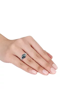 Cheap ✔️ Black Cultured Freshwater Pearl and 1/10 ct. t.w. Diamond Accent Crossover Ring in 10k White Gold by Belk & Co. 🤩 -DealsBelk & Co. Store Belk 28417