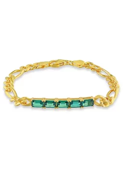 New 🤩 Lab Created 2.25 CT TGW Created Emerald Birthstone Link Bracelet in Yellow Plated Sterling Silver by Belk & Co. ✔️