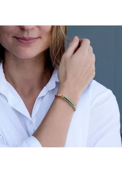 New 🤩 Lab Created 2.25 CT TGW Created Emerald Birthstone Link Bracelet in Yellow Plated Sterling Silver by Belk & Co. ✔️ -DealsBelk & Co. Store Belk 28433