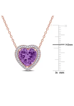 Flash Sale 🥰 3.25 ct. t.g.w. Amethyst and 1/5 ct. t.w. Diamond Halo Heart Necklace with Chain in Rose Plated Sterling Silver by Belk & Co. 🔔 -DealsBelk & Co. Store Belk 28437