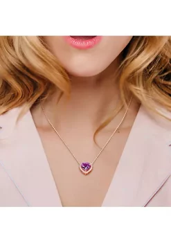 Flash Sale 🥰 3.25 ct. t.g.w. Amethyst and 1/5 ct. t.w. Diamond Halo Heart Necklace with Chain in Rose Plated Sterling Silver by Belk & Co. 🔔 -DealsBelk & Co. Store Belk 28438