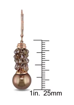 Best reviews of ✨ 10-11mm Brown Tahitian Cultured Pearl and 5 3/4 CT TW Brown Diamond Briolette Drop Leverback Earrings in 14k Rose Gold by Belk & Co. 😀 -DealsBelk & Co. Store Belk 28471