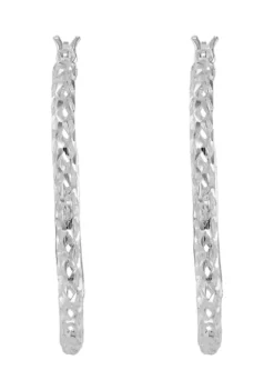 Cheap ๐ฅฐ Casted Mesh Round Tube Hoop Earrings in Sterling Silver by Belk & Co. ๐ฅ