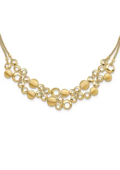 Budget 👍 14K Yellow Gold Polished and Satin Circles with 2 Inch Extension Necklace by Belk & Co. ❤️
