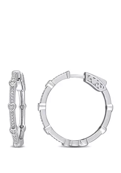 Coupon 💯 1/4 ct. t.w. Diamond Station Heart Hoop Earrings in 10K White Gold by Belk & Co. 😉