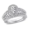 Top 10 😉 1/3 CT TW Teardrop Diamond Halo Bridal Ring Set in Sterling Silver by Belk & Co. 🛒