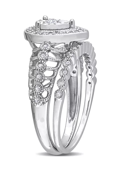 Top 10 ๐ 1/3 CT TW Teardrop Diamond Halo Bridal Ring Set in Sterling Silver by Belk & Co. ๐ 3 Top 10 ๐ 1/3 CT TW Teardrop Diamond Halo Bridal Ring Set in Sterling Silver by Belk & Co. ๐ - Image 3