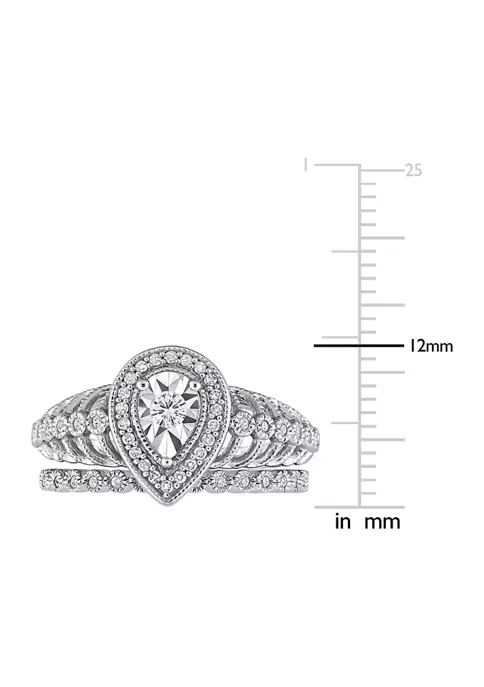 Top 10 ๐ 1/3 CT TW Teardrop Diamond Halo Bridal Ring Set in Sterling Silver by Belk & Co. ๐ 4 Top 10 ๐ 1/3 CT TW Teardrop Diamond Halo Bridal Ring Set in Sterling Silver by Belk & Co. ๐ - Image 4