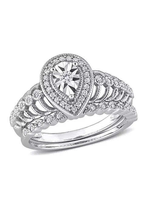 Top 10 ๐ 1/3 CT TW Teardrop Diamond Halo Bridal Ring Set in Sterling Silver by Belk & Co. ๐ 6 Top 10 ๐ 1/3 CT TW Teardrop Diamond Halo Bridal Ring Set in Sterling Silver by Belk & Co. ๐ - Image 6