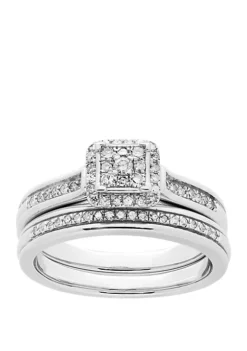 Hot Sale ❤️ My Forever 1/3 ct. t.w. Diamond Bridal Ring Set in Sterling Silver by Belk & Co. 🥰