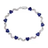 Best deal 🛒 Lab Created 8.19 ct. t.g.w. Created Blue Sapphire and Diamond Accent Heart Link Tennis Bracelet in Sterling Silver by Belk & Co. 😉