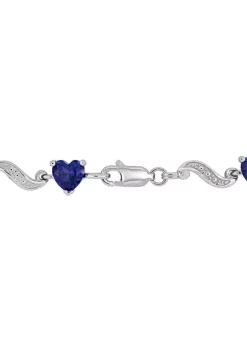 Best deal 🛒 Lab Created 8.19 ct. t.g.w. Created Blue Sapphire and Diamond Accent Heart Link Tennis Bracelet in Sterling Silver by Belk & Co. 😉 -DealsBelk & Co. Store Belk 28520