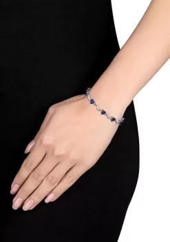 Best deal 🛒 Lab Created 8.19 ct. t.g.w. Created Blue Sapphire and Diamond Accent Heart Link Tennis Bracelet in Sterling Silver by Belk & Co. 😉 -DealsBelk & Co. Store Belk 28521