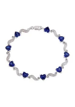 Best deal 🛒 Lab Created 8.19 ct. t.g.w. Created Blue Sapphire and Diamond Accent Heart Link Tennis Bracelet in Sterling Silver by Belk & Co. 😉 -DealsBelk & Co. Store Belk 28522