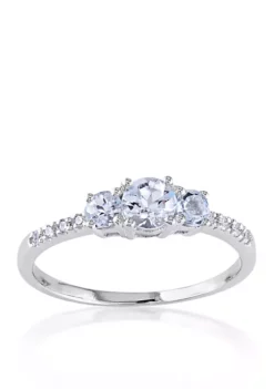 Best Sale ⌛ 10k White Gold Aquamarine and Diamond Ring by Belk & Co. 🤩