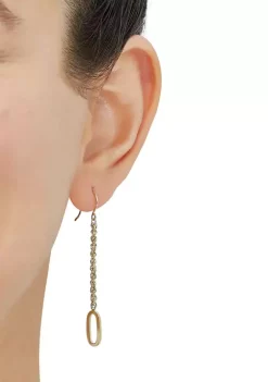 Discount 💯 Oval Drop on Rope Chain Earrings in 10K Yellow Gold by Belk & Co. 🎁 -DealsBelk & Co. Store Belk 28535