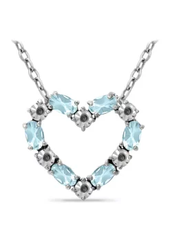 Top 10 💯 1.56 ct. t.w. Blue Topaz and Diamond Heart Necklace, Sterling Silver by Belk & Co. 💯