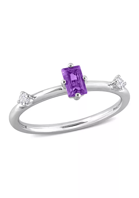 Promo 😉 2/5 CT TGW Emerald Cut Amethyst and White Topaz 3-Stone Ring in Sterling Silver by Belk & Co. 💯 6 Promo 😉 2/5 CT TGW Emerald Cut Amethyst and White Topaz 3-Stone Ring in Sterling Silver by Belk & Co. 💯 - Image 6