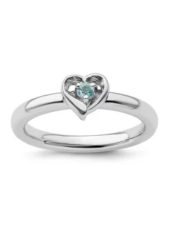 Discount 🛒 1/10 ct. t.w. Blue Topaz Stackable Expressions Heart Ring in Sterling Silver by Belk & Co. ⭐