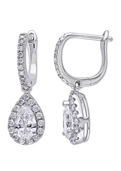 Best deal 🎉 1.4 ct. t.w. Diamond Pear Cut Halo Dangle Earrings in 14K White Gold by Belk & Co. 🧨 -DealsBelk & Co. Store Belk 28557