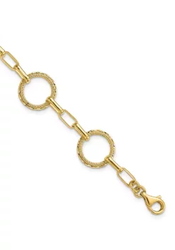 Deals 👏 14K Yellow Gold Diamond Cut and Textured Circles Fancy Link Bracelet by Belk & Co. ⌛