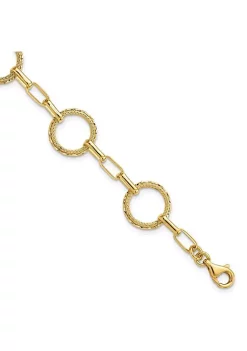 Deals 👏 14K Yellow Gold Diamond Cut and Textured Circles Fancy Link Bracelet by Belk & Co. ⌛ -DealsBelk & Co. Store Belk 28577
