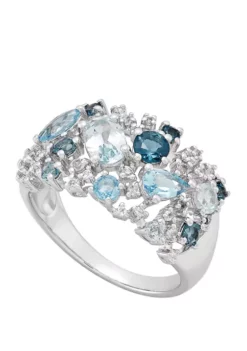Best Sale 👏 Blue and White Topaz Ring in Sterling Silver by Belk & Co. 👍 -DealsBelk & Co. Store Belk 2858