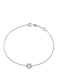 Best deal ๐ 1/10 ct. t.w. Diamond Star Station Bracelet in 14k White Gold by Belk & Co. ๐ฅฐ