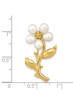 Best Sale 🌟 14K Yellow Gold 4-5mm Rice White Freshwater Cultured Pearl Flower Brooch by Belk & Co. 🔔 -DealsBelk & Co. Store Belk 28591