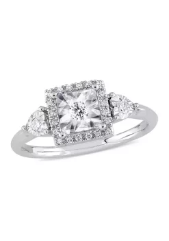 Cheapest ๐ 1/6 ct. t.w. Diamond Halo Engagement Ring in Sterling Silver by Belk & Co. ๐ฏ