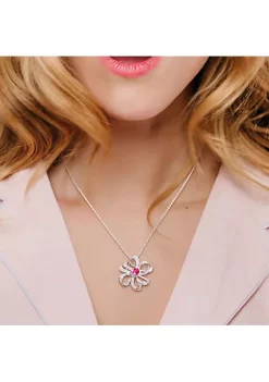 Coupon 🔔 2.78 ct. t.g.w. Pink Topaz and White Topaz Flower Pendant with Chain in Sterling Silver by Belk & Co. 🔥 -DealsBelk & Co. Store Belk 28624