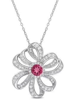Coupon 🔔 2.78 ct. t.g.w. Pink Topaz and White Topaz Flower Pendant with Chain in Sterling Silver by Belk & Co. 🔥 -DealsBelk & Co. Store Belk 28625