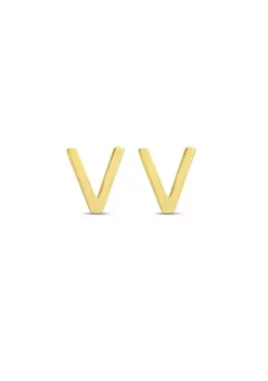Hot Sale 🔔 14KY Yellow Gold Initial-V Post Earring by Belk & Co. 🎁 -DealsBelk & Co. Store Belk 28658