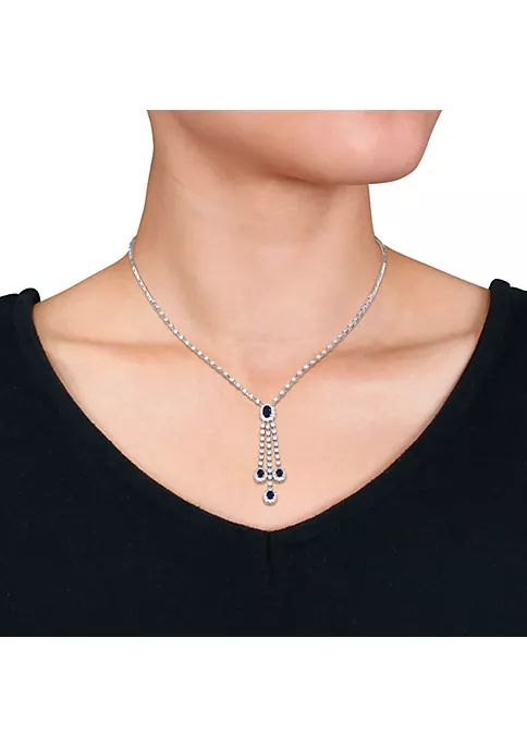 Discount ๐ 1.2 ct. t.g.w. Sapphire and 2.89 ct. t.w. Diamond Necklace in 14K White Gold by Belk & Co. โจ 2 Discount ๐ 1.2 ct. t.g.w. Sapphire and 2.89 ct. t.w. Diamond Necklace in 14K White Gold by Belk & Co. โจ - Image 2